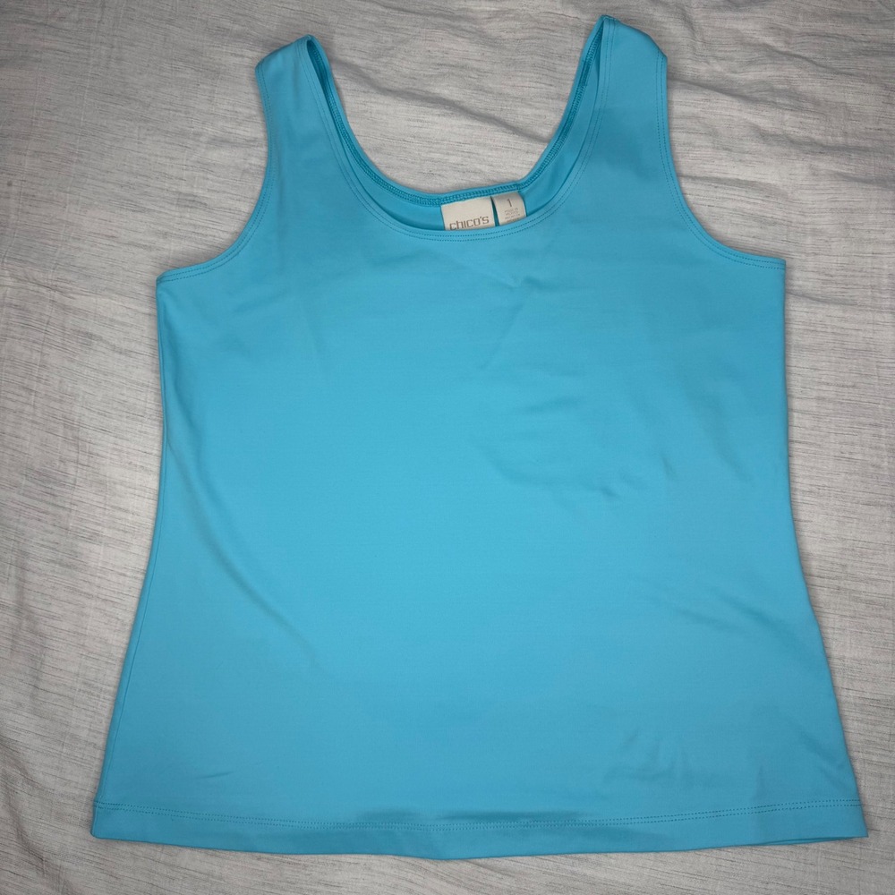 Chico's Women Size 1 (M) Turquoise Blue Tank Top Scoop Neck Stretch 4501759783